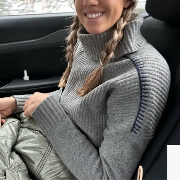 Jason Wu Sweater Wool Contrast Stitch Turtle Neck Cropped (Shrunken to a Small) - Picture 2 of 16